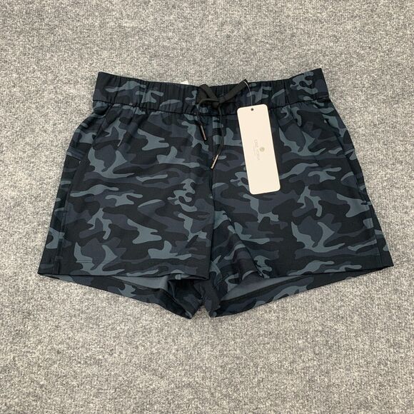 CRZ Yoga Short Womens S Small Black Camo Mid Rise Drawcord Wicking Pockets - Picture 2 of 11